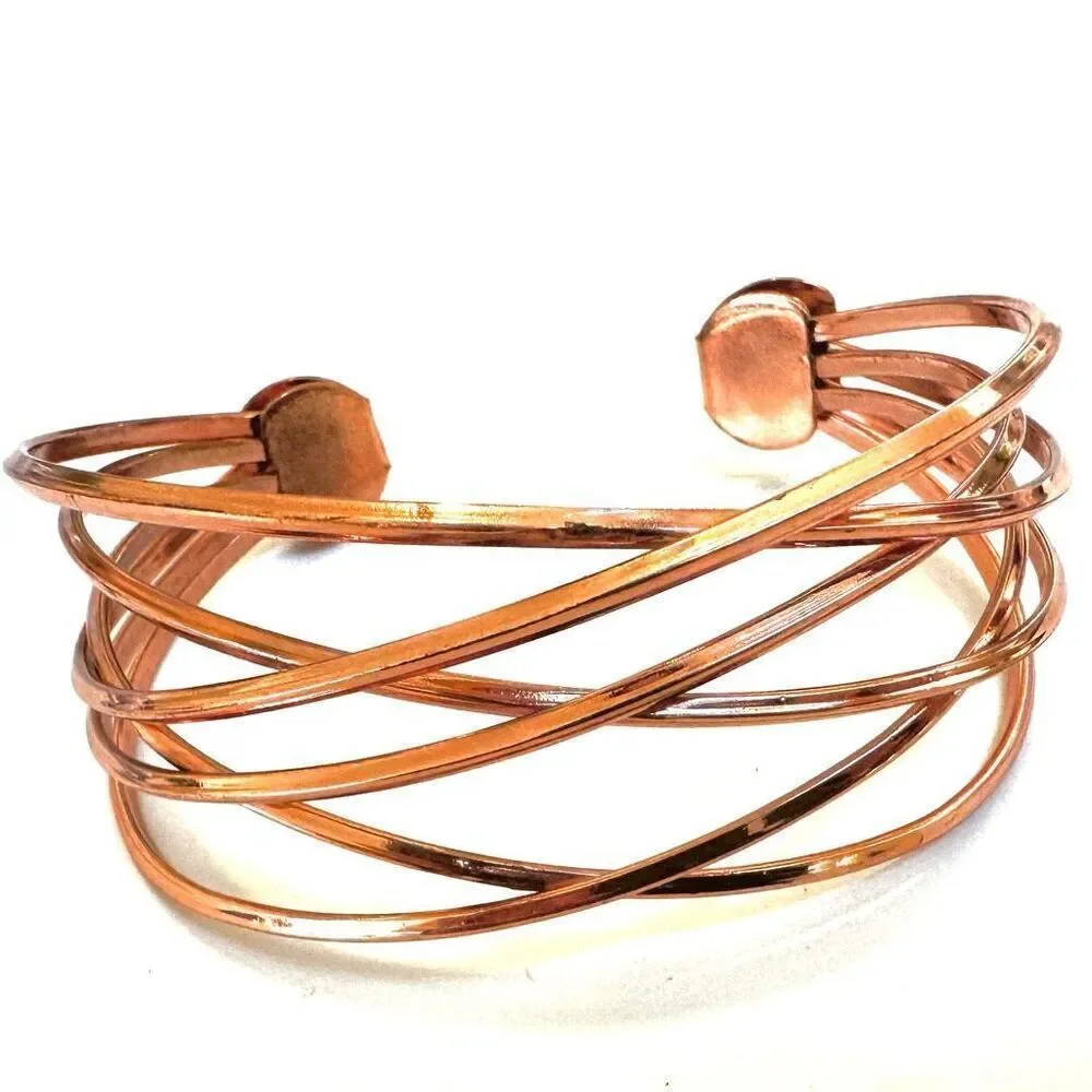 Rose gold tone twisted open cuff bracelet